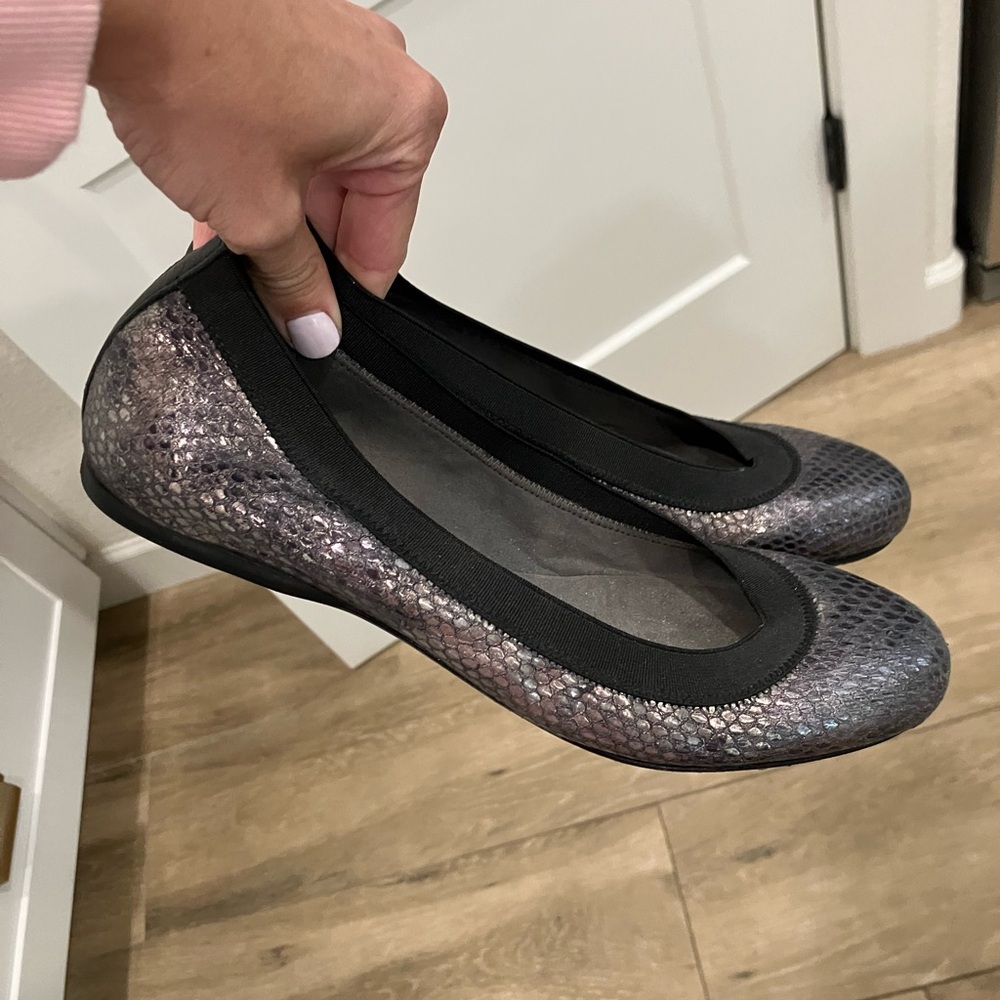 Stuart Weitzman Black and Silver Ballet Flats